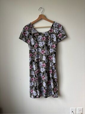 90’s skater grunge cottagecore Floral Scoop-Neck Women’s Dress - hourglass mini